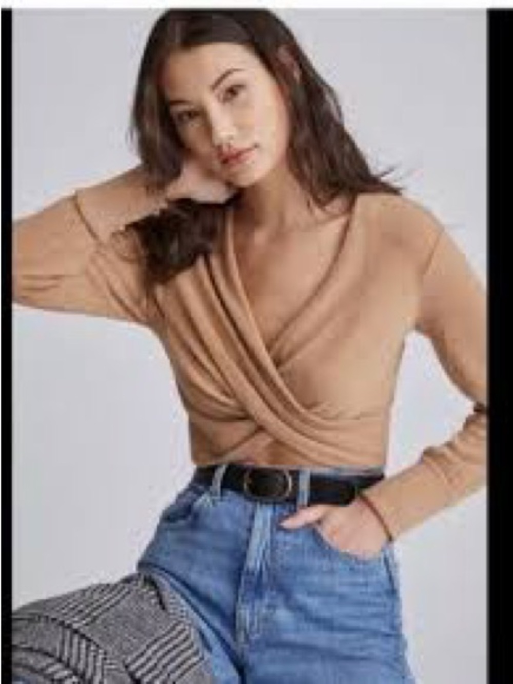 Anthropologie Light Weight Cropped Criss Cross Front Sweater